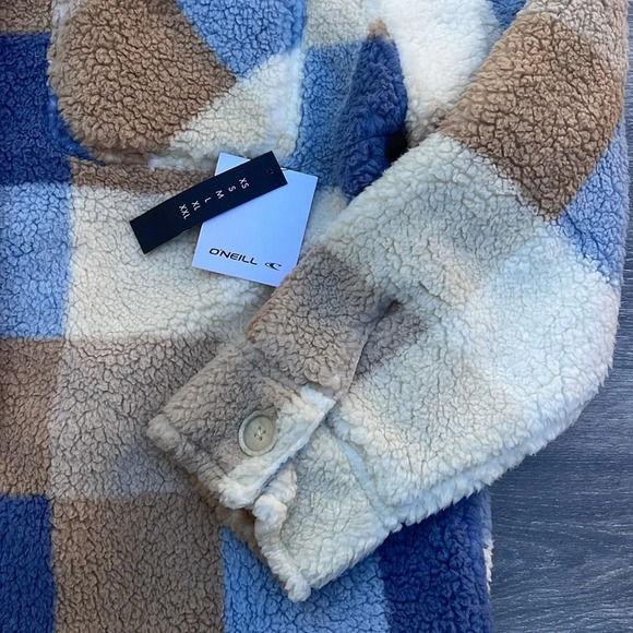 O'Neill Heath Plaid High Pile Fleece Jacket, winter white - Picture 8 of 13